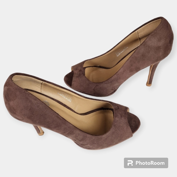 Riverberry Julia Chocolate Brown Suede Stillettos size 8 - Picture 4 of 10